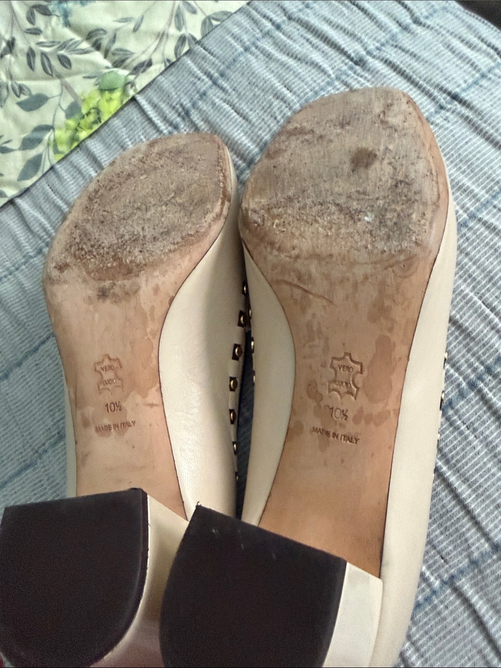 Tory Burch Studded Cream Leather Loafers - Picture 3 of 4